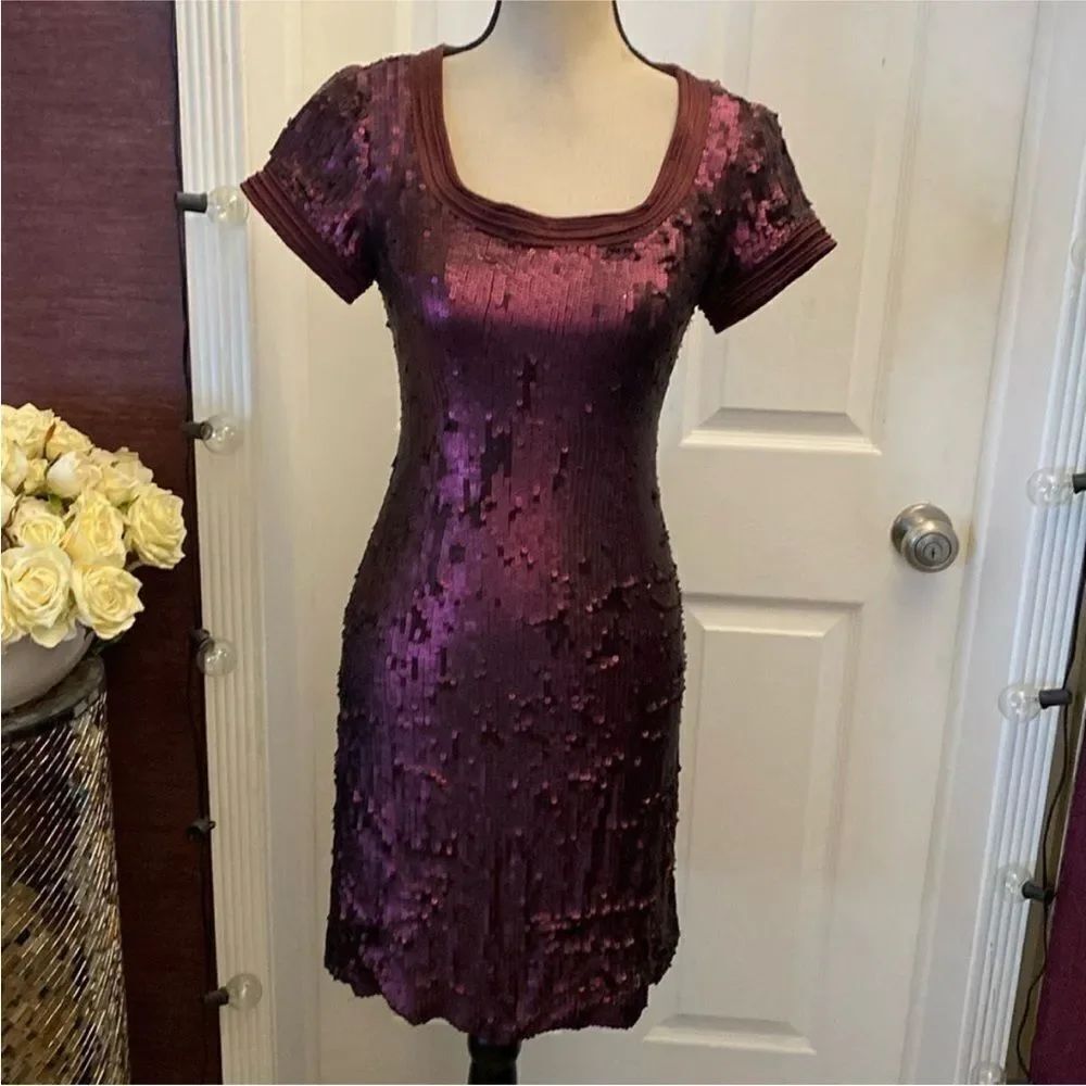 Badgley Mischka Shimmering Purple Mini Dress
